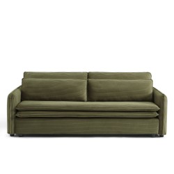 Canapé droit CIBOLA convertible velours côtelé vert 3 places