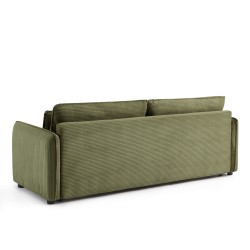 Canapé droit CIBOLA convertible velours côtelé vert 3 places