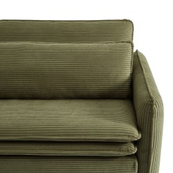 Canapé droit CIBOLA convertible velours côtelé vert 3 places