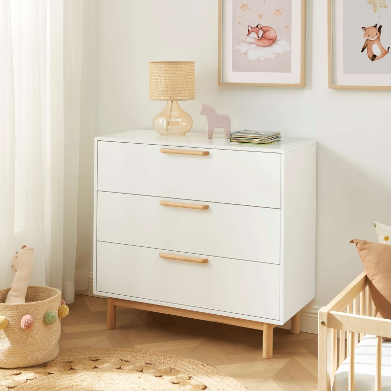 Commode enfant ROME blanc 3 tiroirs