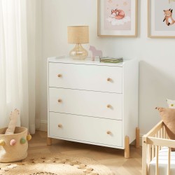 Commode enfant MONA blanc 3 tiroirs
