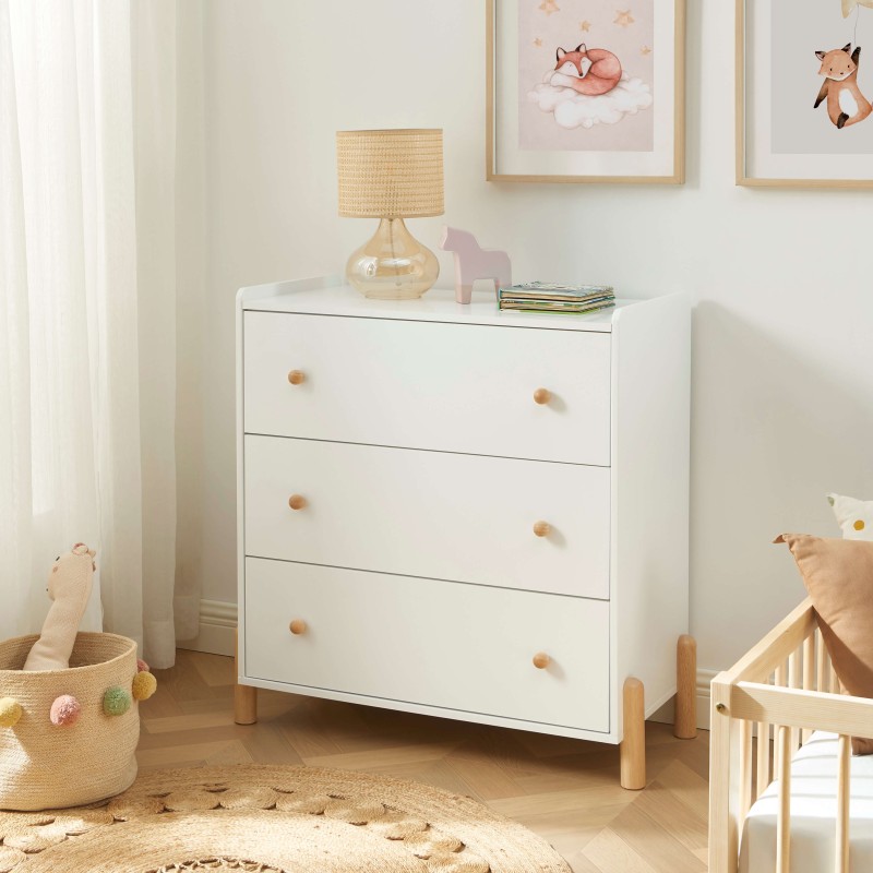 Commode enfant MONA blanc 3 tiroirs