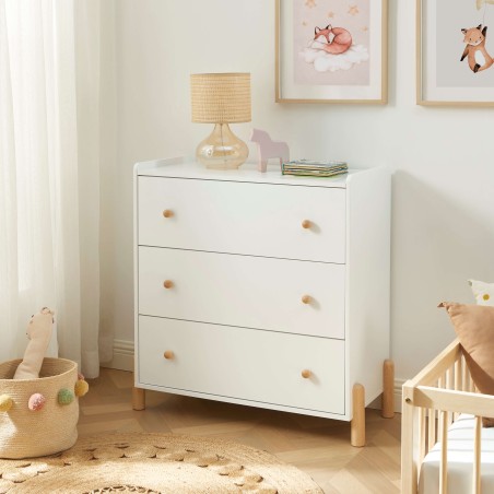 Commode enfant MONA blanc 3 tiroirs
