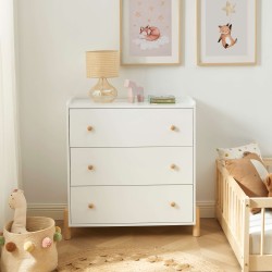Commode enfant MONA blanc 3 tiroirs