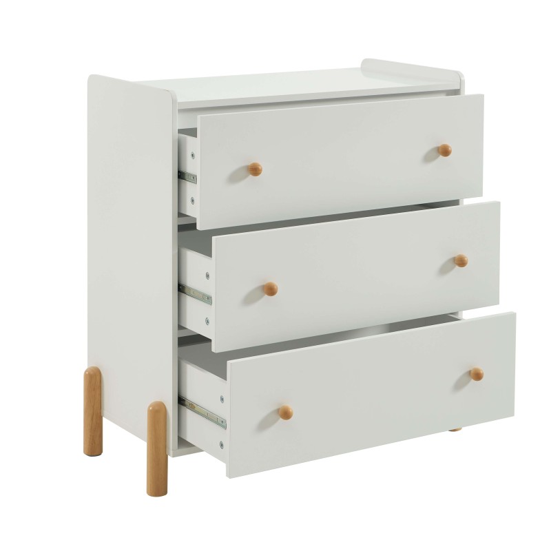 Commode enfant MONA blanc 3 tiroirs