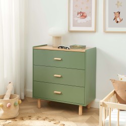 Commode enfant AURA couleur vert 3 tiroirs
