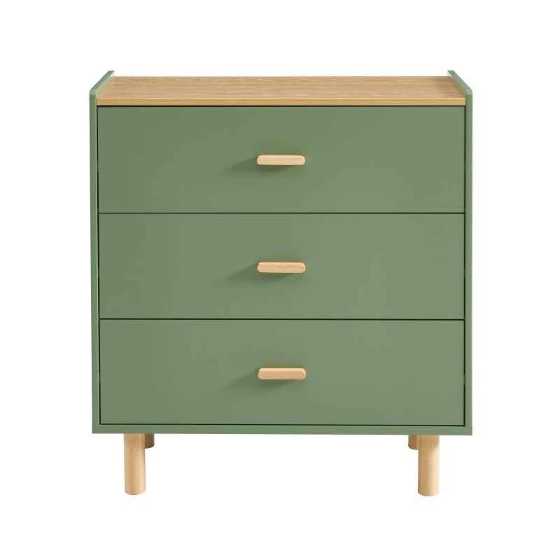 Commode enfant AURA couleur vert 3 tiroirs