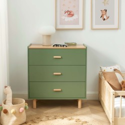 Commode enfant AURA couleur vert 3 tiroirs