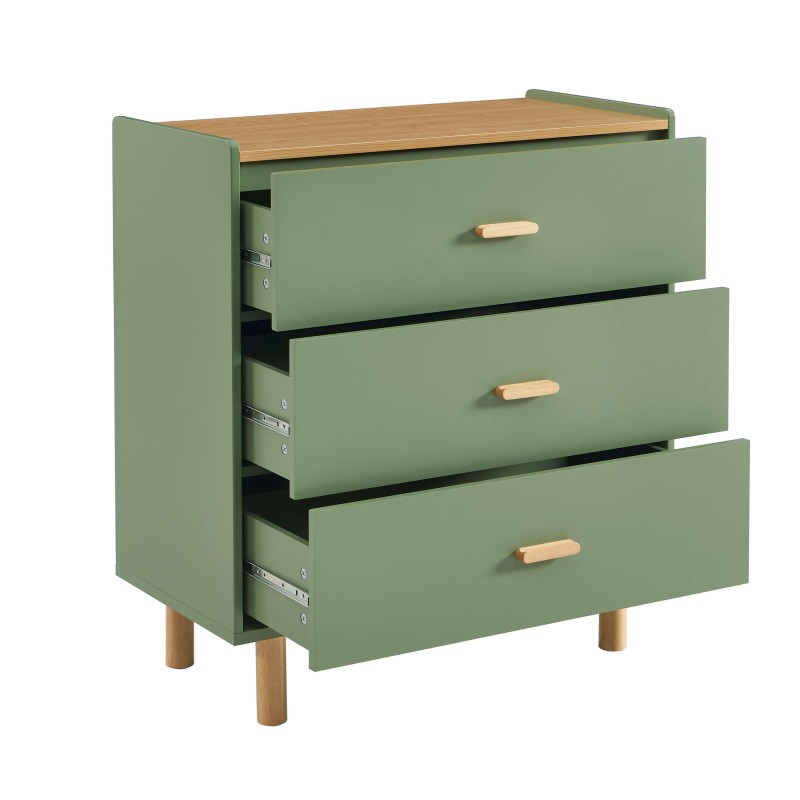 Commode enfant AURA couleur vert 3 tiroirs