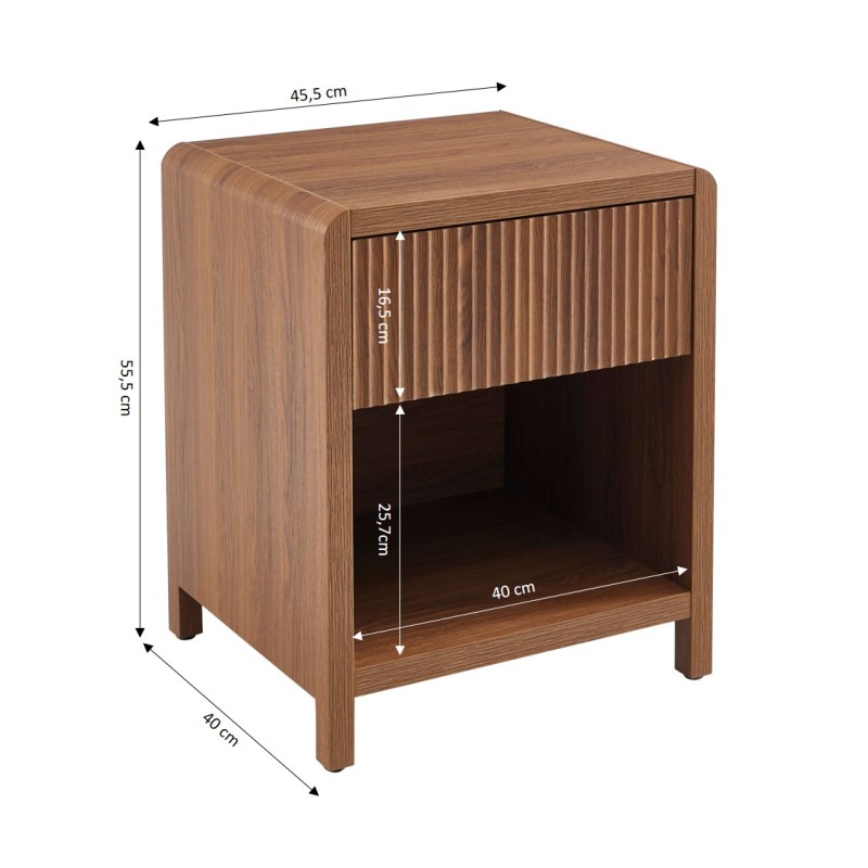 Table de chevet UTICA effet noyer 1 tiroir