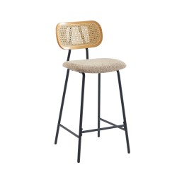 Lot de 2 TINA tabourets tissu bouclette taupe