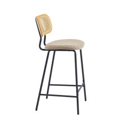 Lot de 2 TINA tabourets tissu bouclette taupe