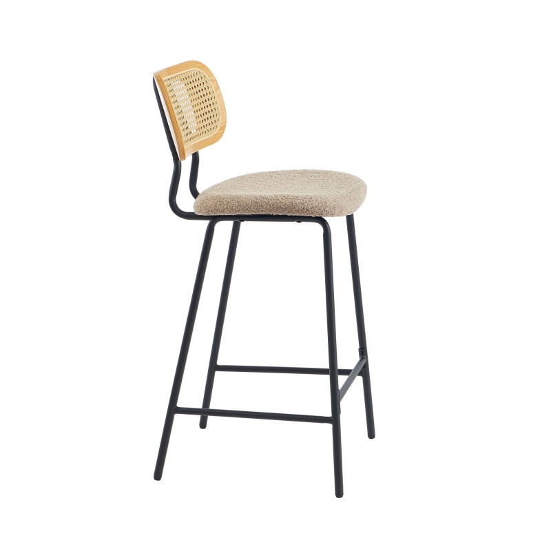Lot de 2 TINA tabourets tissu bouclette taupe