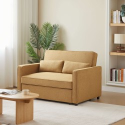 Canapé droit NEVA convertible tissu jaune 2 places