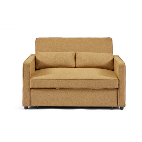 Canapé droit NEVA convertible tissu jaune 2 places