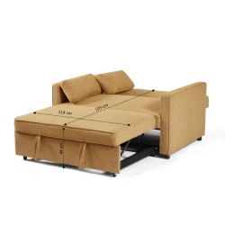 Canapé droit NEVA convertible tissu jaune 2 places