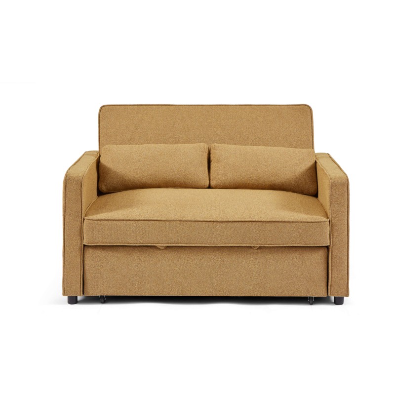 Canapé droit NEVA convertible tissu jaune 2 places