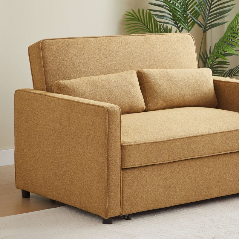 Canapé droit NEVA convertible tissu jaune 2 places