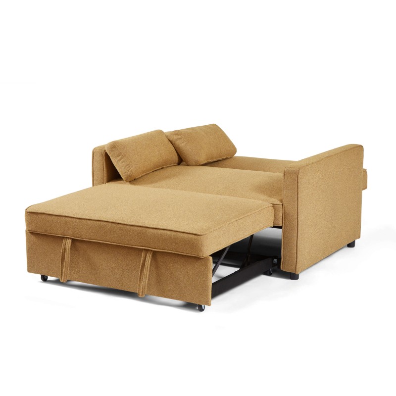 Canapé droit NEVA convertible tissu jaune 2 places