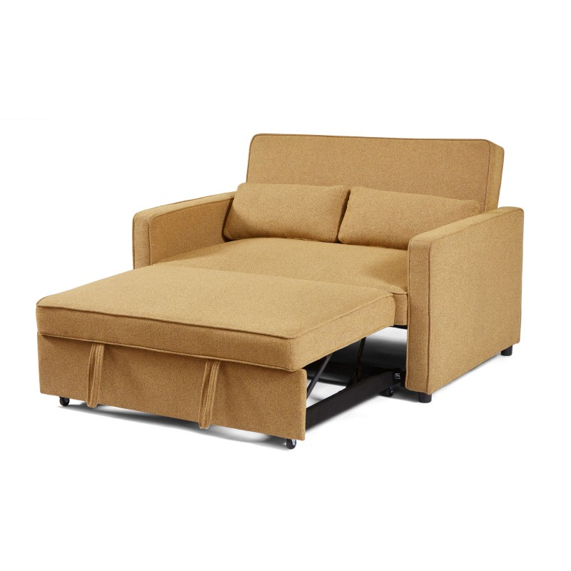Canapé droit NEVA convertible tissu jaune 2 places