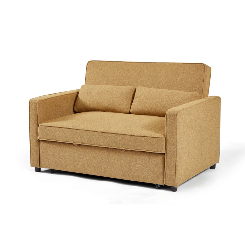 Canapé droit NEVA convertible tissu jaune 2 places