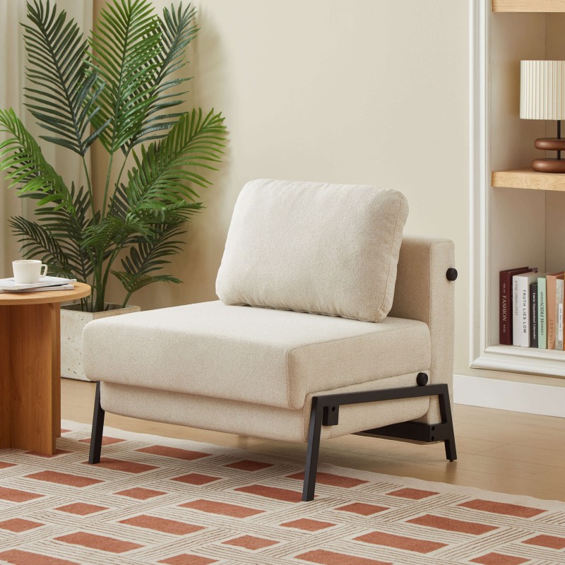 Fauteuil NIO convertible tissu beige 1 place