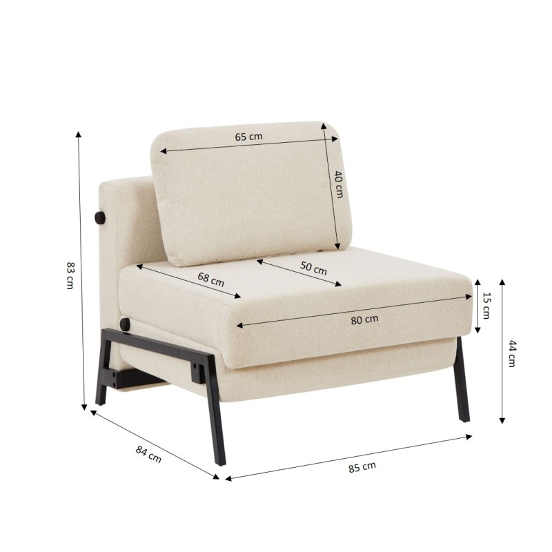 Fauteuil NIO convertible tissu beige 1 place
