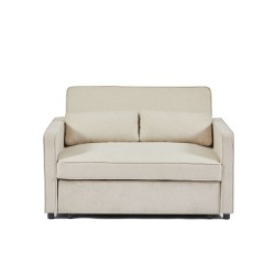 Canapé droit NEVA convertible tissu beige 2 places