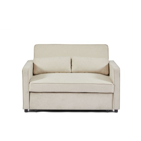 Canapé droit NEVA convertible tissu beige 2 places