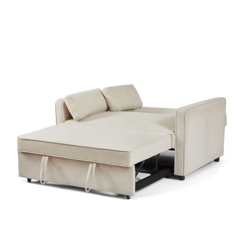Canapé droit NEVA convertible tissu beige 2 places