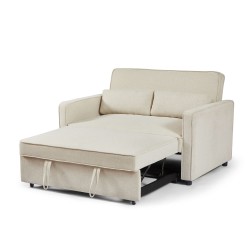 Canapé droit NEVA convertible tissu beige 2 places