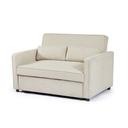 Canapé droit NEVA convertible tissu beige 2 places