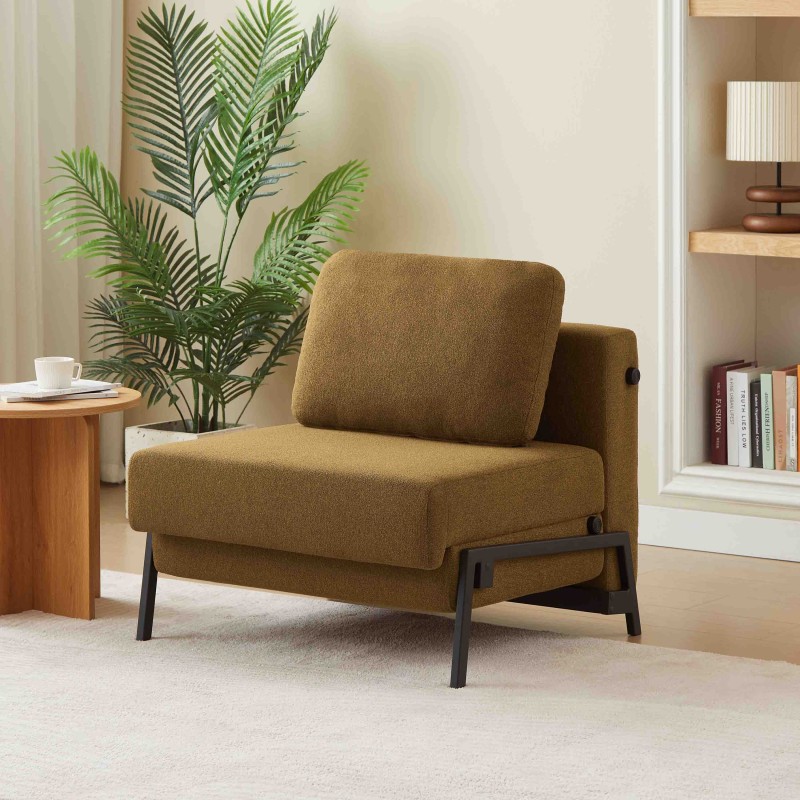 Fauteuil NIO convertible tissu marron 1 place