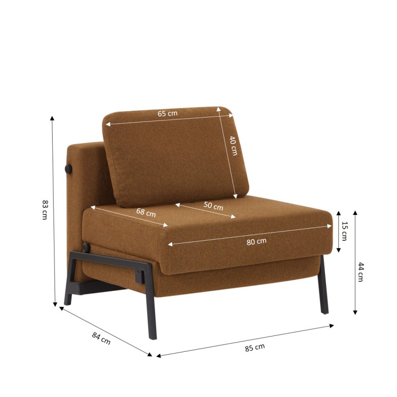 Fauteuil NIO convertible tissu marron 1 place