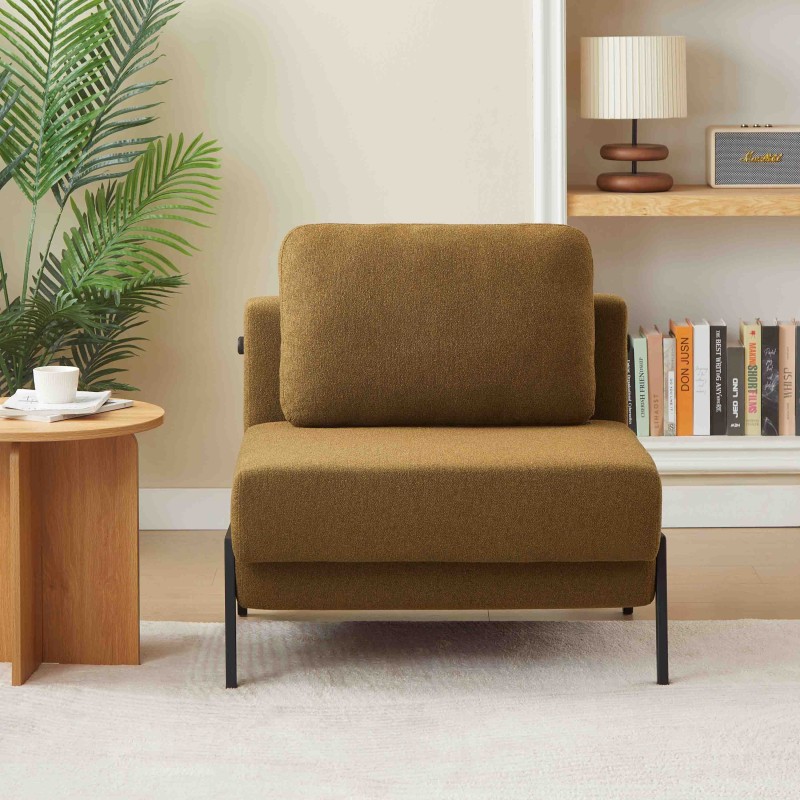 Fauteuil NIO convertible tissu marron 1 place