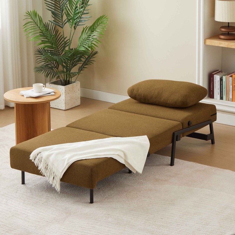 Fauteuil NIO convertible tissu marron 1 place