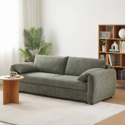 Canapé droit ANGEA convertible tissu vert 3 places