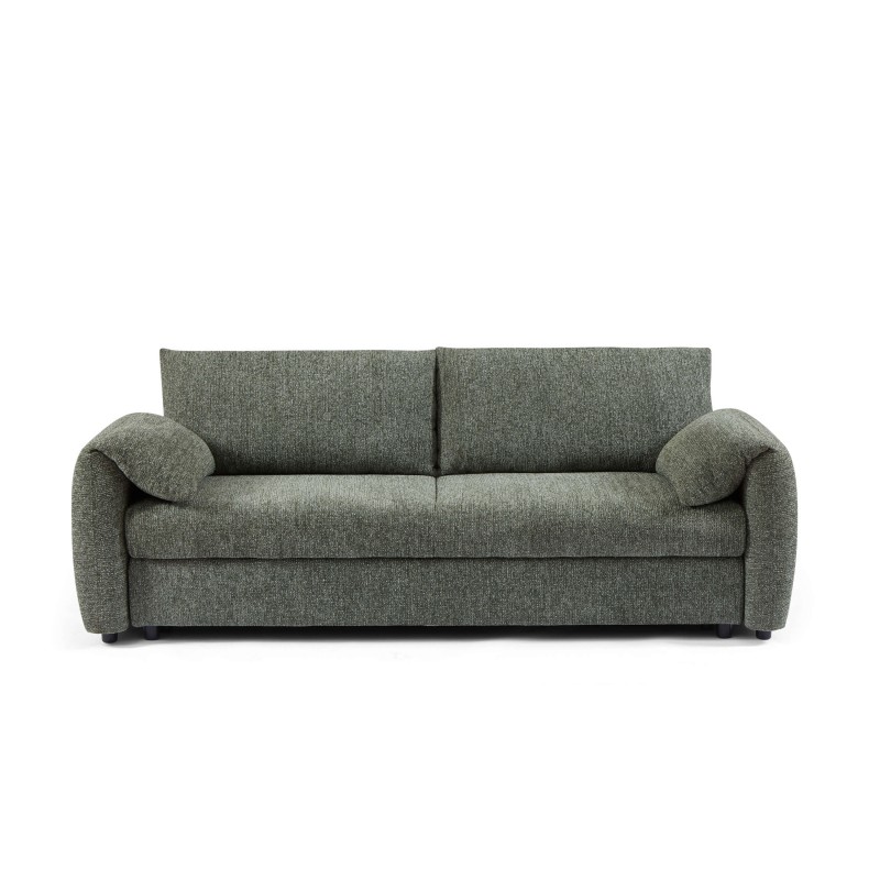 Canapé droit ANGEA convertible tissu vert 3 places