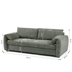 Canapé droit ANGEA convertible tissu vert 3 places