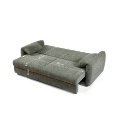 Canapé droit ANGEA convertible tissu vert 3 places