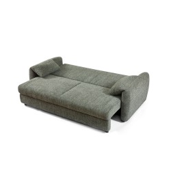 Canapé droit ANGEA convertible tissu vert 3 places