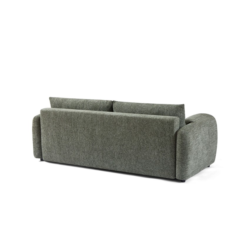 Canapé droit ANGEA convertible tissu vert 3 places