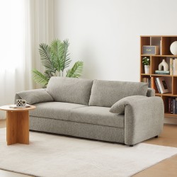Canapé droit ANGEA convertible tissu taupe 3 places