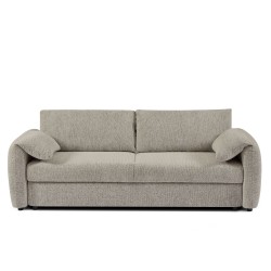 Canapé droit ANGEA convertible tissu taupe 3 places