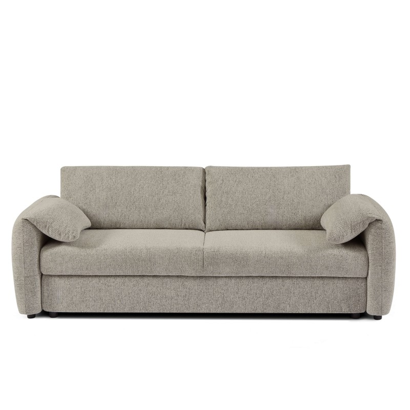 Canapé droit ANGEA convertible tissu taupe 3 places