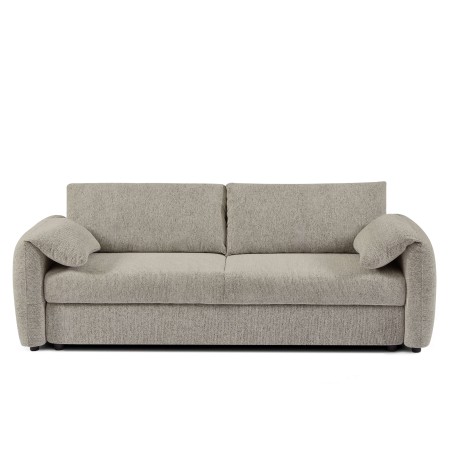 Canapé droit ANGEA convertible tissu taupe 3 places