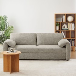 Canapé droit ANGEA convertible tissu taupe 3 places