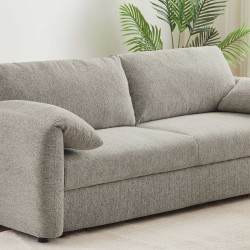 Canapé droit ANGEA convertible tissu taupe 3 places