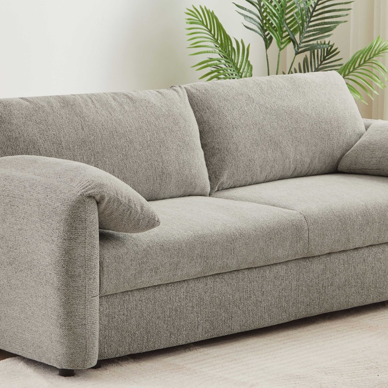 Canapé droit ANGEA convertible tissu taupe 3 places