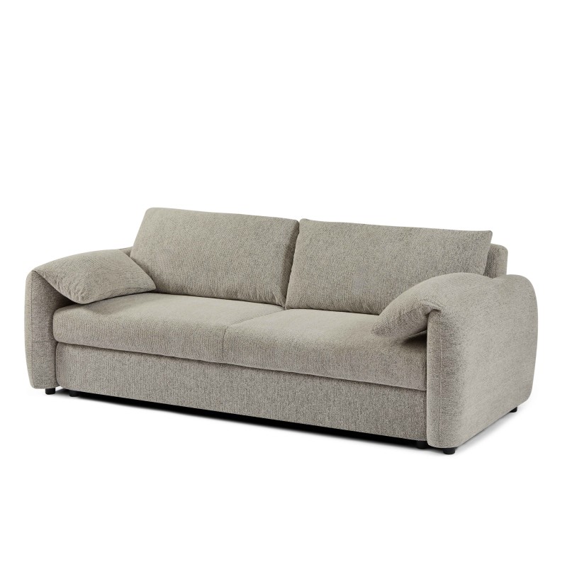 Canapé droit ANGEA convertible tissu taupe 3 places